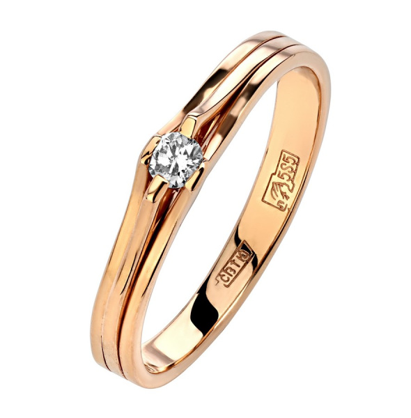 Красное кольцо с бриллиантом помолвочное