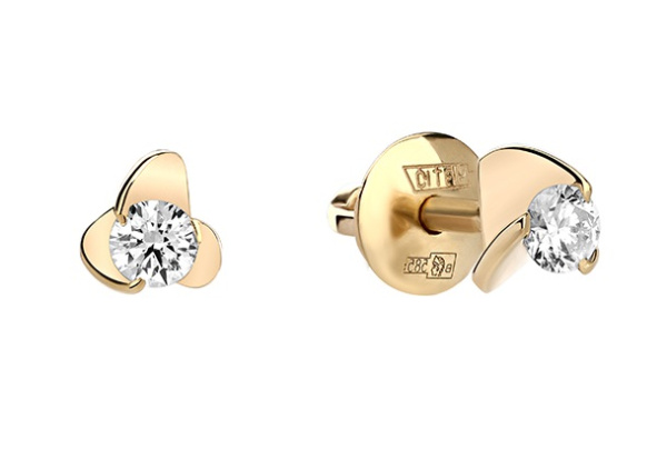 Золотые женские серьги с бриллиантами Au 585