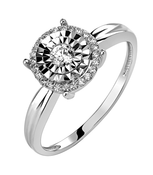Помолвочное кольцо белое золото с бриллиантами натуральными
