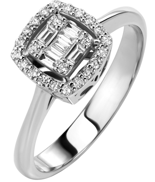 Золотое кольцо 585  с бриллиантом белое золото