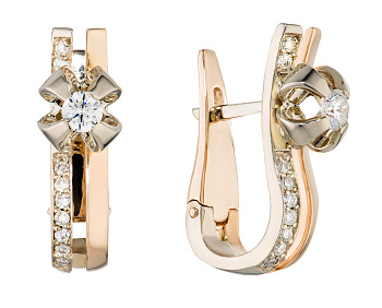 Золотые 585 серьги с бриллиантами природными