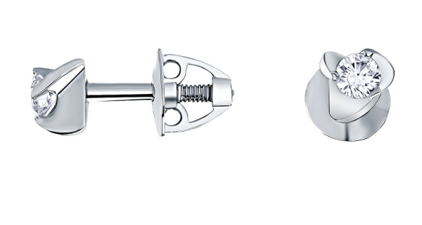 Женские серьги из белого 585 золота с бриллиантами природными