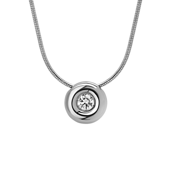 Женское колье из белого 585 золота с бриллиантом природным