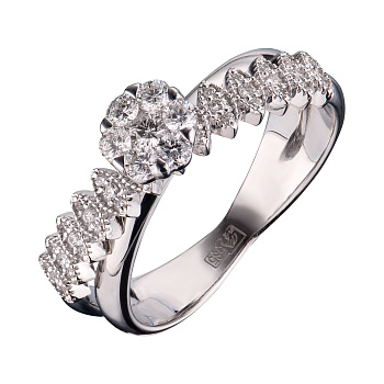 Кольцо из белого золота 585 с бриллиантами натуральными