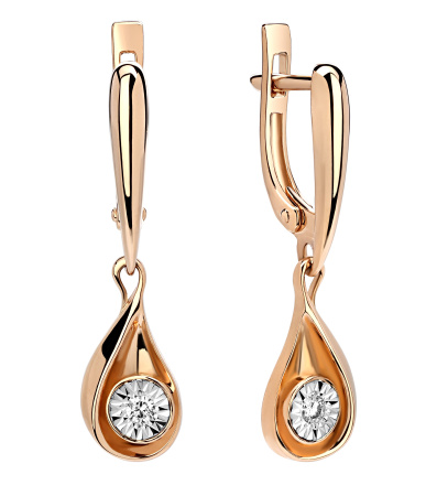 Женские серьги из желтого 585 золота с бриллиантами природными