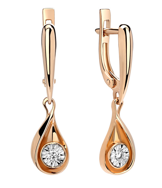 Женские серьги из желтого 585 золота с бриллиантами природными