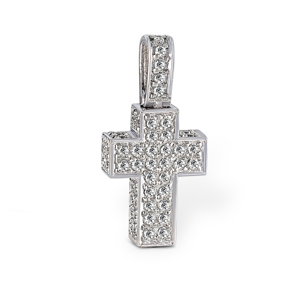 Золотой крест Au 585 с бриллиантами природными