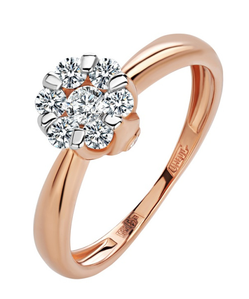 Красное кольцо с бриллиантами помолвочное