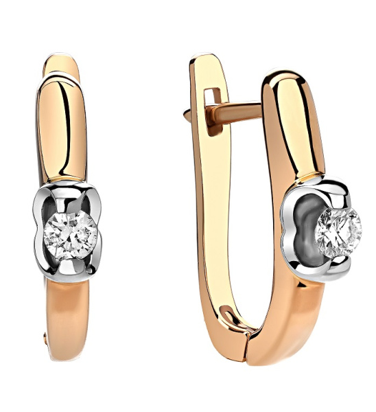 Женские серьги из красного 585 золота с бриллиантами природными