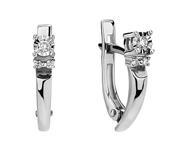 Женские серьги из белого 585 золота с бриллиантами природными