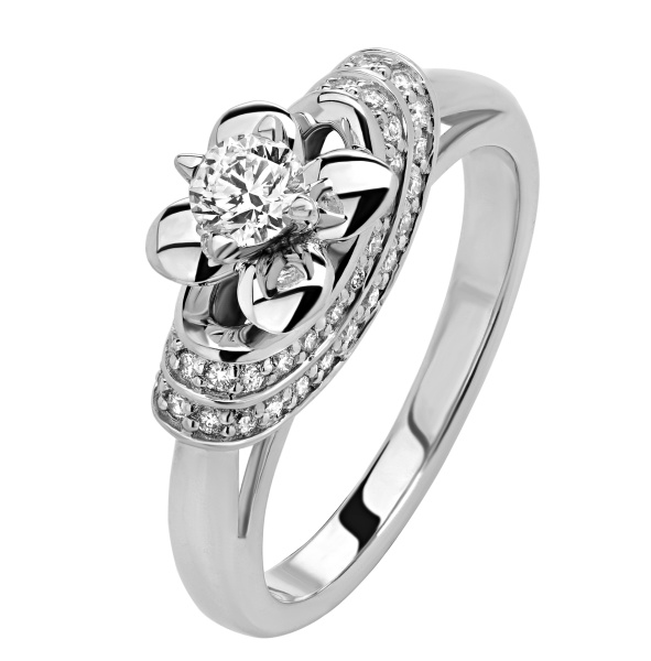 Помолвочное кольцо белое золото с бриллиантом природным