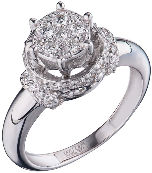 Золотое кольцо из желтого золота 585 с большим натуральным бриллиантом