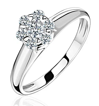 Кольцо с бриллиантами из белого золота Au 585