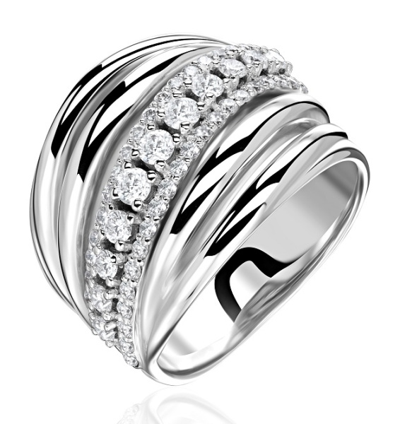 Кольцо с натуральными бриллиантами из белого золота