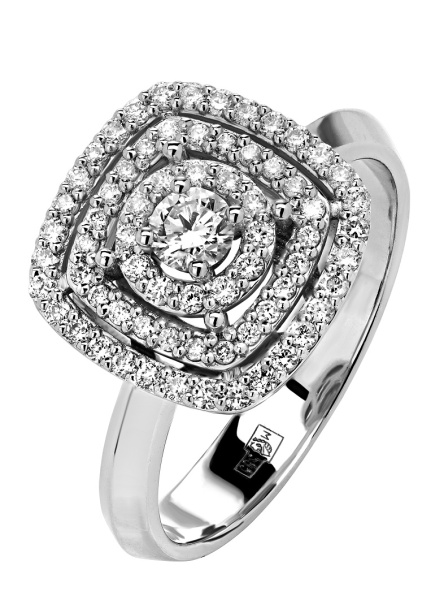 Золотое кольцо из белого золота 585 с натуральными бриллиантами