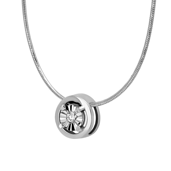 Женское колье из белого золота с бриллиантом природным