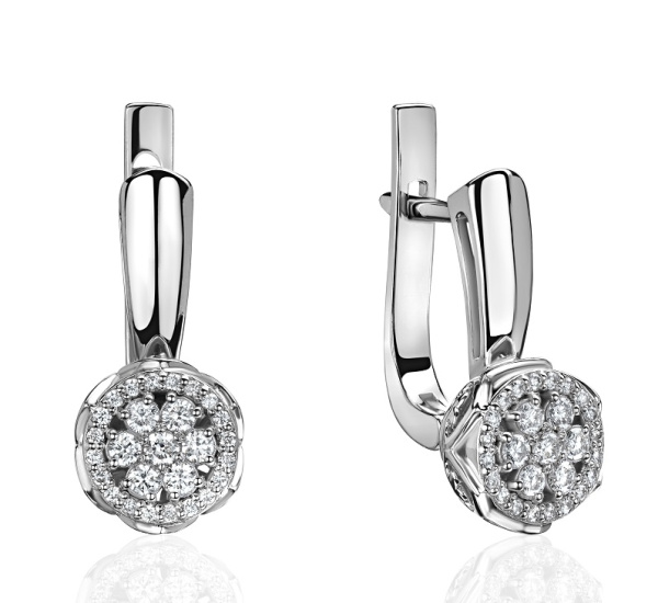 Золотые 585 серьги с бриллиантом природным