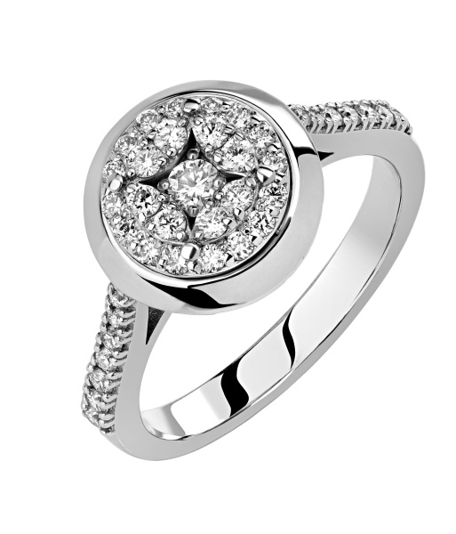 Кольцо с бриллиантами из белого золота