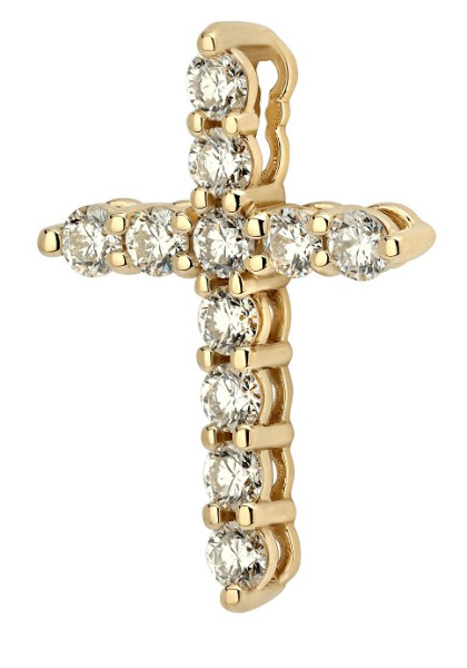 Крест из желтого золота 585 с бриллиантами