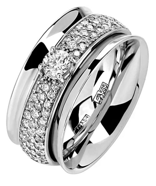 Кольцо белое золото с бриллиантами дорожка