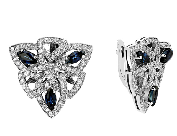 Золотые серьги с бриллиантами  Au 585