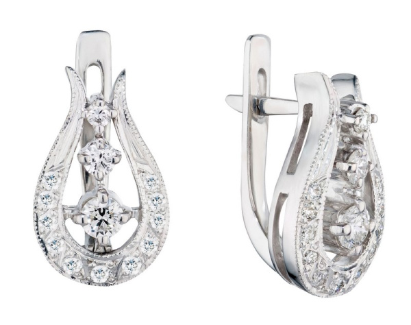 Серьги из Белого золота с бриллиантами