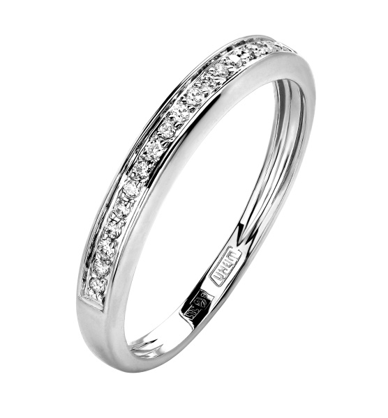 Белое кольцо с бриллиантами помолвочное дорожка