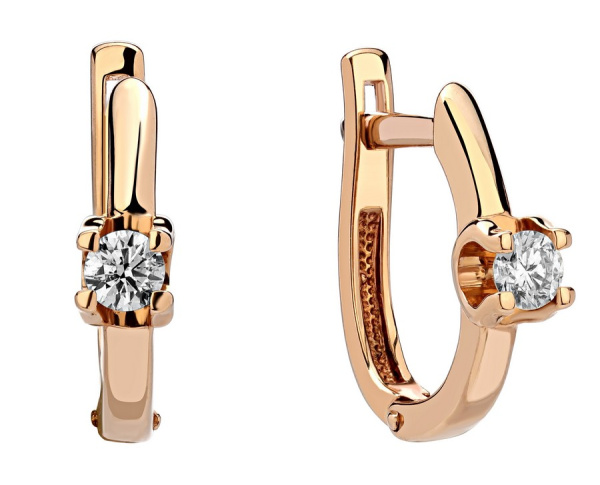 Серьги из красного 585 золота с бриллиантами природными