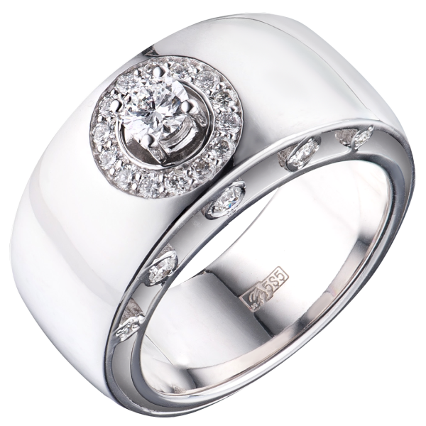 Кольцо с бриллиантом из белого золота