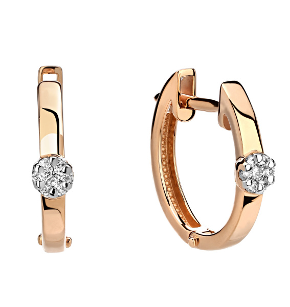 Серьги из желтого золота 585 с бриллиантами Au 585 Золото