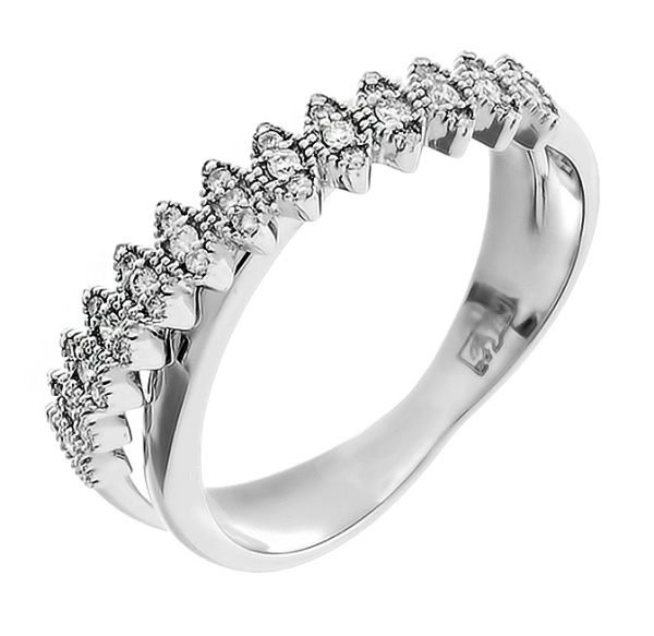 Белое кольцо золотое дорожка с бриллиантами