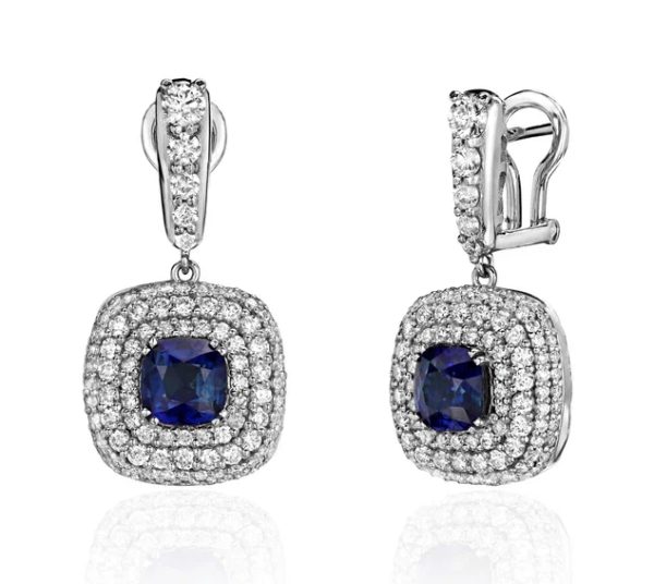 Серьги с сапфиром и бриллиантами 