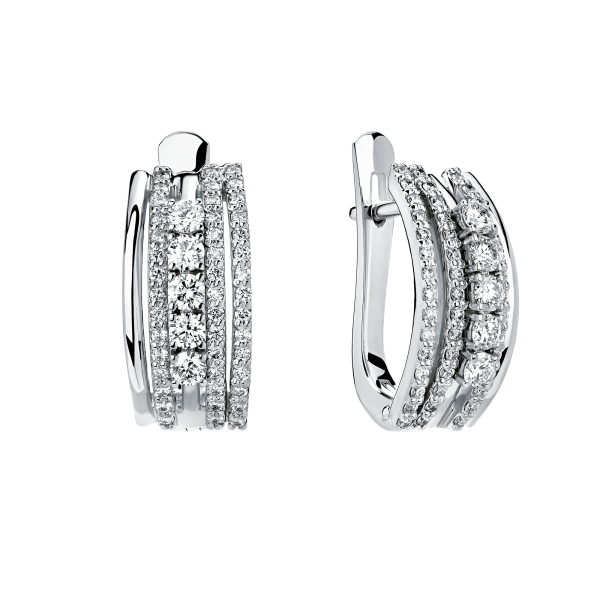 Женские серьги из белого 585 золота с бриллиантами природными