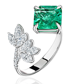 Кольцо бриллиантовое изумруд