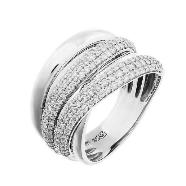 Золотое кольцо из белого золота 585 с натуральными бриллиантами