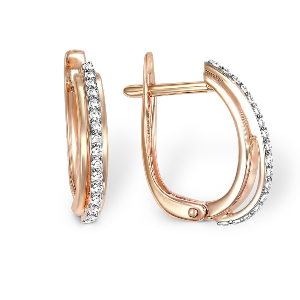 Золотые 585 серьги с бриллиантом природным