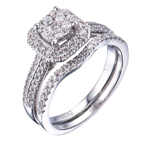 Золотое кольцо с бриллиантом белое золото