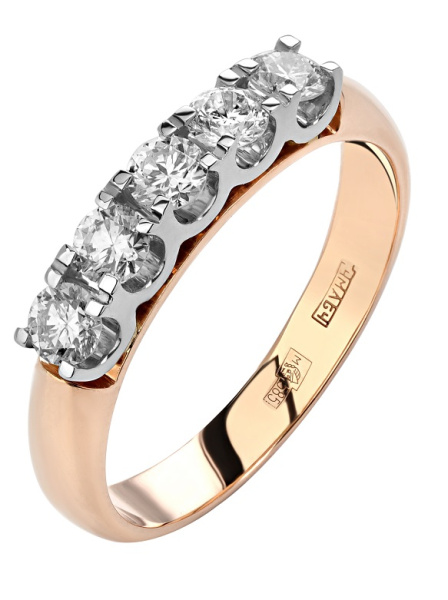 Золотое кольцо с бриллиантами красное золото