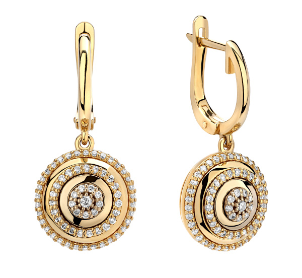 Серьги из желтого золота с бриллиантами