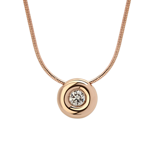 Женское колье из красного 585 золота с бриллиантом природным