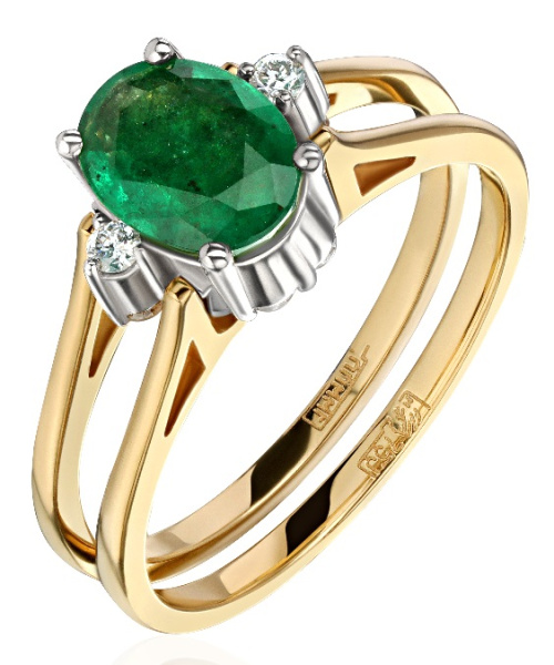 Помолвочное кольцо желтое золото с бриллиантом природным