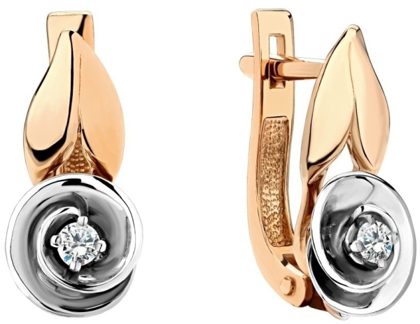 Женские серьги с бриллиантами  Au 585