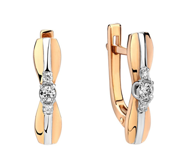 Женские серьги из желтого 585 золота с бриллиантами природными