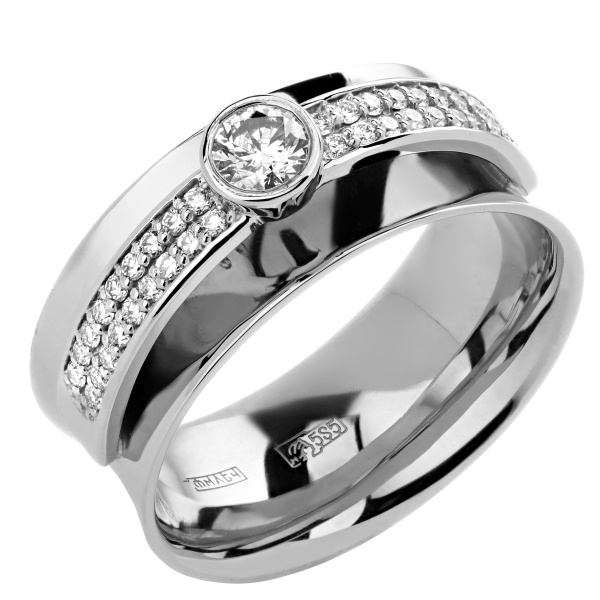 Кольцо белое золото с бриллиантами дорожка