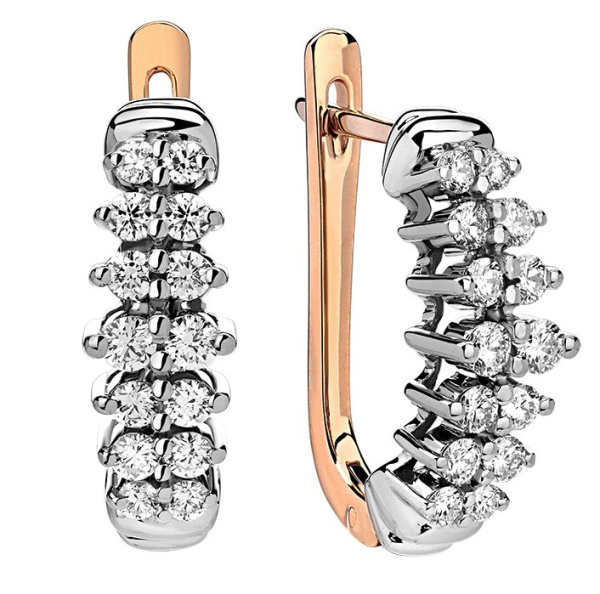 Серьги из красного золота дорожки 585 с бриллиантами