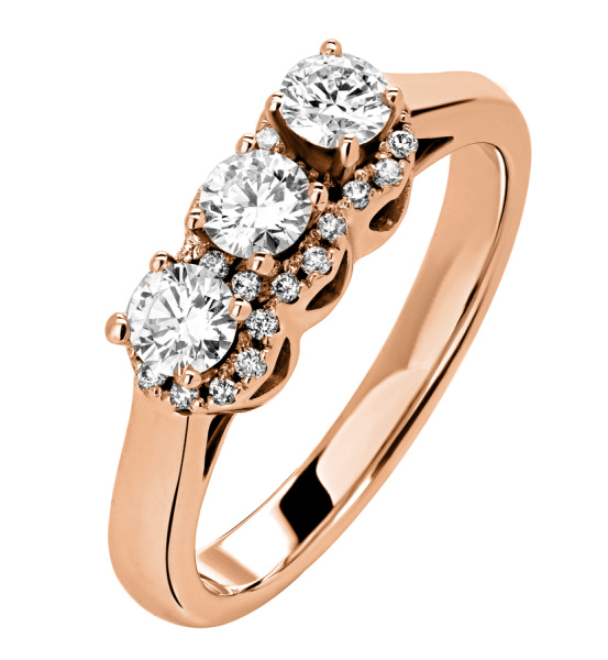 Красное 585 золотое кольцо с бриллиантами