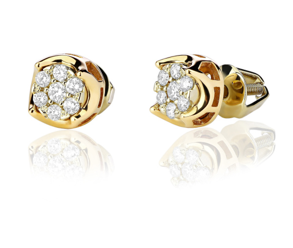 Женские серьги из желтого 585 золота с бриллиантами природными