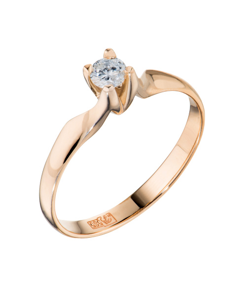 Женское желтое золотое 585 кольцо с бриллиантом