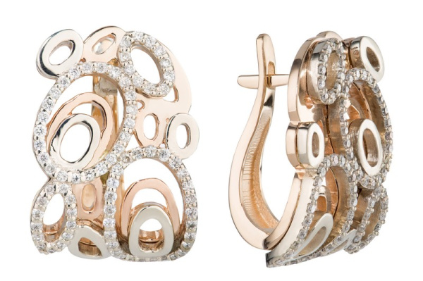 Серьги из красного 585 золота с бриллиантами природными