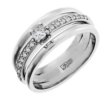 Кольцо из белого золота 585 с бриллиантами натуральными